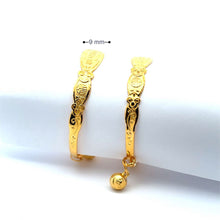 將圖片載入圖庫檢視器 One Pair of 24K Solid Yellow Gold Baby Bell bangles 21.3 Grams