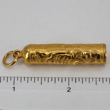 將圖片載入圖庫檢視器 24K Solid Yellow Gold Zodiac 3D Tiger Hollow Column Pendant 15.8 Grams