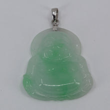 Load image into Gallery viewer, 14K Solid White Gold Buddha Jade Pendant 8.4 Grams
