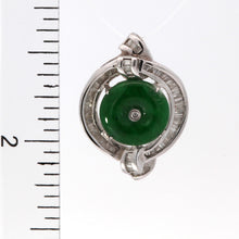 Load image into Gallery viewer, 18K Solid White Gold Diamond Jade Pendant D0.56
