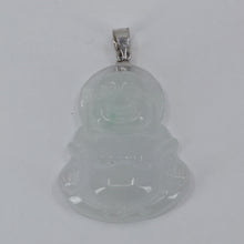 Load image into Gallery viewer, 14K Solid White Gold Buddha Jade Pendant 4.9 Grams
