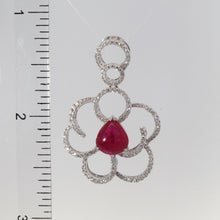 將圖片載入圖庫檢視器 18K White Gold Diamond Cabochon Ruby Pendant R2.52CT D0.62CT