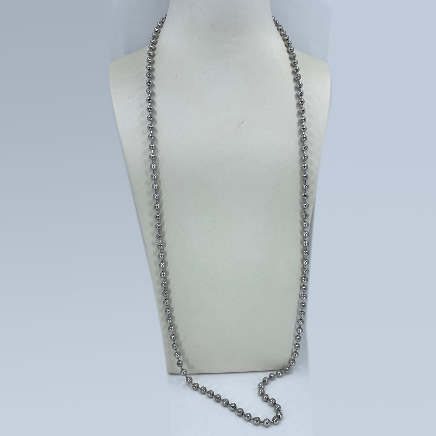 14K Solid White Gold Beaded Link Chain 33.5