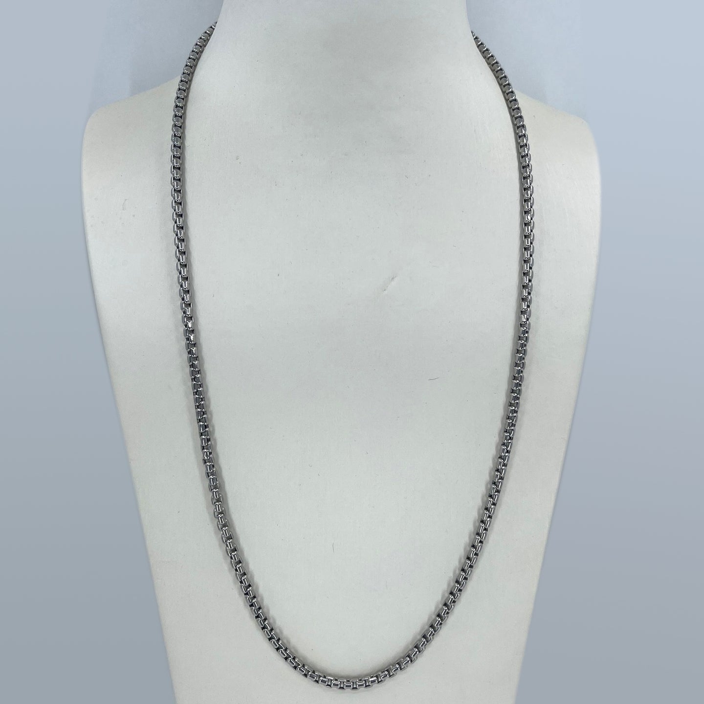 14K Solid White Gold Cable Link Chain 24