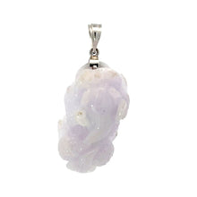 Load image into Gallery viewer, 14K Solid White Gold Purple Jade Pi Xiu Pi Yao 貔貅 Pendant 9.6 Grams
