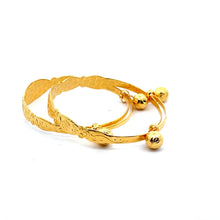 將圖片載入圖庫檢視器 One Pair of 24K Solid Yellow Gold Baby Bell bangles 21.3 Grams