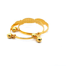 將圖片載入圖庫檢視器 One Pair of 24K Solid Yellow Gold Baby Bell bangles 21.3 Grams