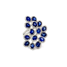 Load image into Gallery viewer, 18K White Gold Women Diamond Sapphire Ring S6.88CT D1.05CT
