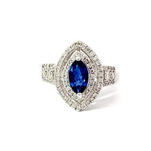 Load image into Gallery viewer, 18K White Gold Women Diamond Marquise Sapphire Ring S1.03CT D0.60CT
