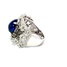 Load image into Gallery viewer, 18K White Gold Women Diamond Cabochon Sapphire Ring S6.20CT D1.05CT

