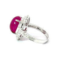 Load image into Gallery viewer, 18K White Gold Women Diamond Cabochon Ruby Ring R8.83CT D0.98CT

