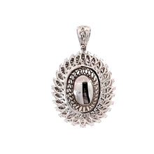 將圖片載入圖庫檢視器 18K White Gold Diamond Oval Cabochon Emerald Pendant E19.20CT D1.88CT