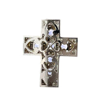 將圖片載入圖庫檢視器 14K White Gold Diamond Sapphire Cross Pendant S0.60CT D0.50CT