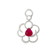將圖片載入圖庫檢視器 18K White Gold Diamond Cabochon Ruby Pendant R2.52CT D0.62CT