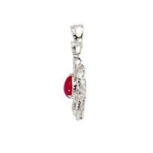 將圖片載入圖庫檢視器 18K White Gold Diamond Cabochon Ruby Pendant R2.52CT D0.62CT