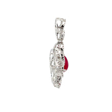將圖片載入圖庫檢視器 18K White Gold Diamond Cabochon Ruby Pendant R2.52CT D0.62CT