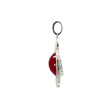 將圖片載入圖庫檢視器 18K White Gold Diamond Oval Cabochon Ruby Pendant R5.83CT D0.58CT