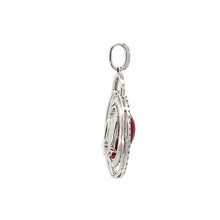 將圖片載入圖庫檢視器 18K White Gold Diamond Oval Cabochon Ruby Pendant R5.83CT D0.58CT