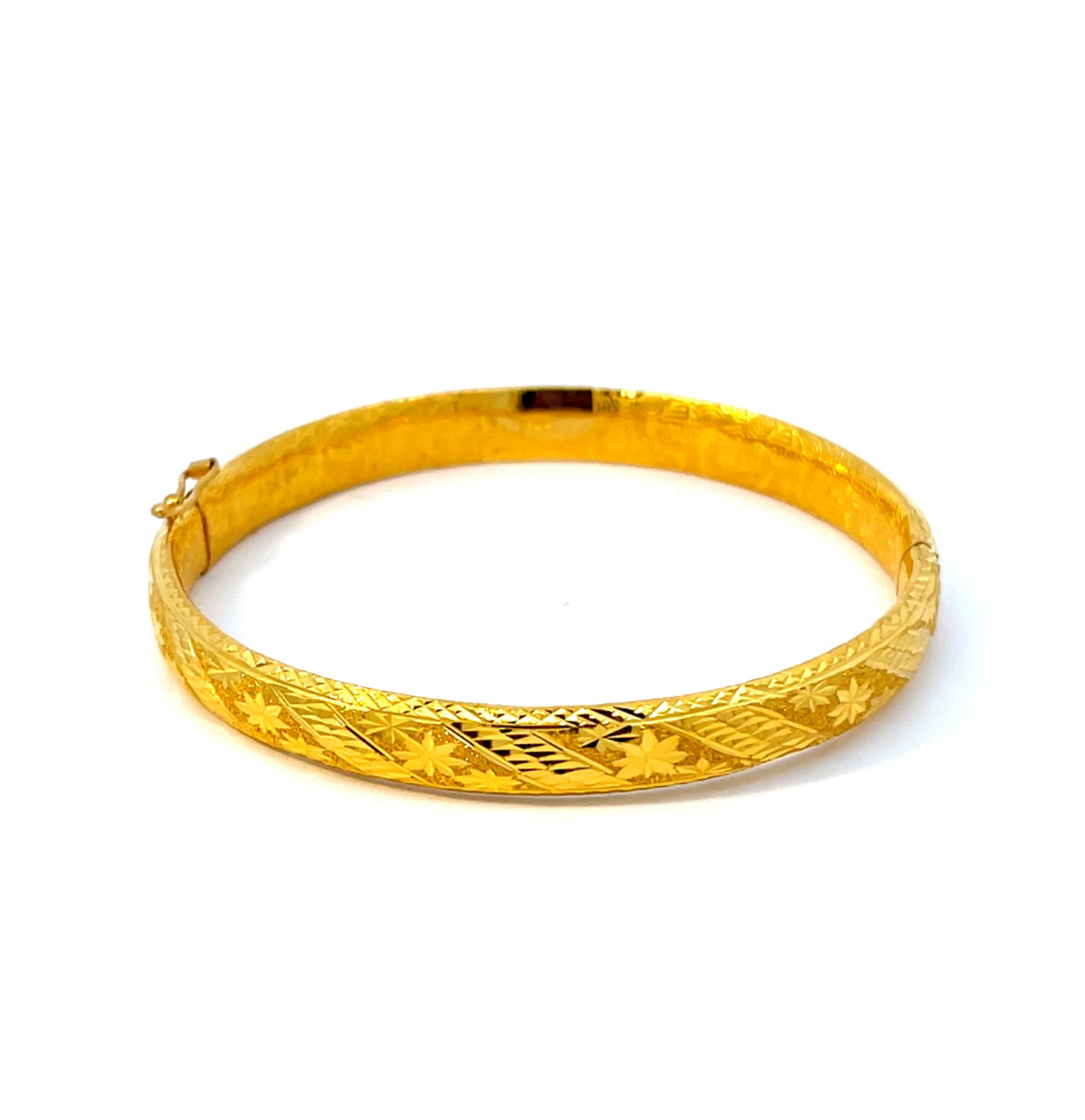 24K Solid Yellow Gold Design Fook 福 Bangle 18.2 Grams 千足金