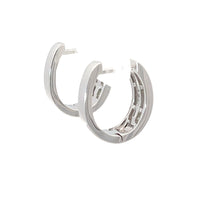 Load image into Gallery viewer, 14K Solid White Gold Diamond Hoop Earrings D0.54 CT
