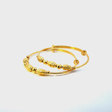 Load and play video in Gallery viewer, One Pair of 24K Solid Yellow Gold Baby bangles 8.2 Grams
