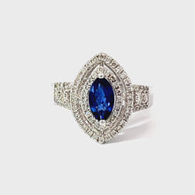 Load and play video in Gallery viewer, 18K White Gold Women Diamond Marquise Sapphire Ring S1.03CT D0.60CT
