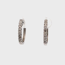 Load and play video in Gallery viewer, 14K Solid White Gold Diamond Hoop Earrings D0.38 CT
