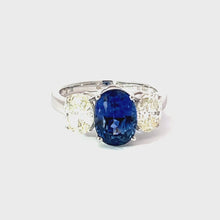 Load and play video in Gallery viewer, 18K White Gold Women Diamond Sapphire Ring S4.08CT D1.44CT
