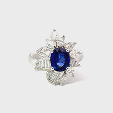 Load and play video in Gallery viewer, 18K White Gold Women Diamond Sapphire Ring S2.25CT D1.22CT
