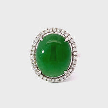 Load and play video in Gallery viewer, 18K White Gold Women Jade Ring D0.46CT
