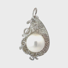 Load and play video in Gallery viewer, 18K White Gold Diamond South Sea White Pearl Pendant D2.73 CT
