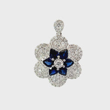 將影片載入圖庫檢視器並播放,18K White Gold Diamond Sapphire Pendant S2.38CT D1.43CT