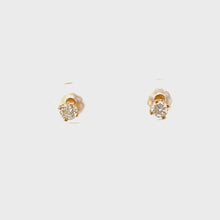Load and play video in Gallery viewer, 14K Solid Yellow Gold Diamond Stud Earrings D0.16 CT

