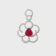 將影片載入圖庫檢視器並播放,18K White Gold Diamond Cabochon Ruby Pendant R2.52CT D0.62CT