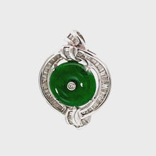 Load and play video in Gallery viewer, 18K Solid White Gold Diamond Jade Pendant D0.56
