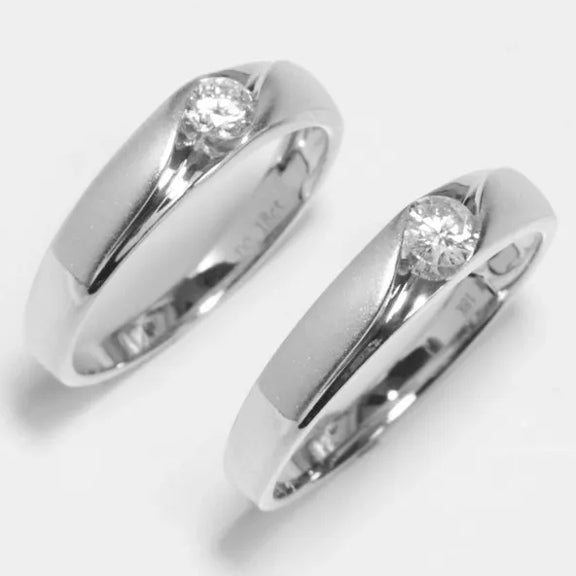 18K White Gold Diamond Couple Rings