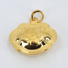 將圖片載入圖庫檢視器 24K Solid Yellow Gold Baby Puffy Dog Longevity Lock Hollow Pendant 4.0 Grams