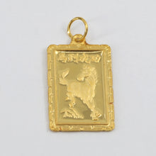 Load image into Gallery viewer, 24K Solid Yellow Gold Rectangular Zodiac Horse Hollow Pendant 1.3 Grams
