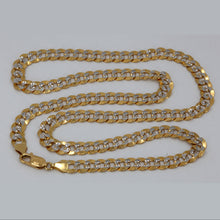 Load image into Gallery viewer, 18K Solid Two Tone Yellow White Gold Flat Stone Cut Cuban Link Chain 22&quot; 32.4 Grams

