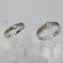 將圖片載入圖庫檢視器 Platinum 18K Two Tone Diamond Couple Wedding Rings Band D0.10 CT, D0.18 CT