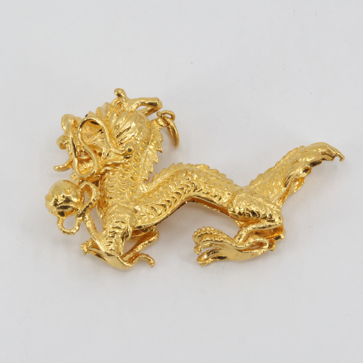1pcs Real Pure 24k Yellow Gold 3D Dragon Head Lucky Charms Loose  Bead/0.2-0.3g