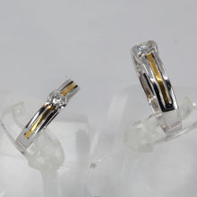 將圖片載入圖庫檢視器 Platinum 18K Two Tone Diamond Couple Wedding Rings Band D0.10 CT, D0.18 CT