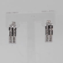 Load image into Gallery viewer, 14K Solid White Gold Diamond Hoop Earrings D0.60 CT
