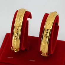 Load image into Gallery viewer, One Pair Of 24K Solid Yellow Gold Wedding Dragon Phoenix Bangles 34.5 Grams

