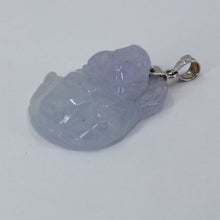 Load image into Gallery viewer, 14K Solid White Gold Buddha Purple Jade Pendant 7.6 Grams
