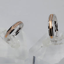 將圖片載入圖庫檢視器 18K Two Tone Solid White Yellow Gold Diamond Couple Wedding Rings Band D0.096 CT, D0.065 CT