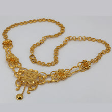 Load image into Gallery viewer, 24K Solid Yellow Gold Wedding Flower Double Happiness Chain Necklace 41.3 Grams
