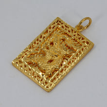 將圖片載入圖庫檢視器 24K Solid Yellow Gold Zodiac 3D Dragon Rectangular Pendant 12.3 Grams