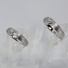 將圖片載入圖庫檢視器 18K Solid White Gold Diamond Couple Wedding Rings Band D0.12 CT, D0.18 CT