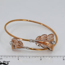 Load image into Gallery viewer, 18K Solid Yellow White Gold Woman Fashion Design Flower Soft Bangle 8.1 Grams
